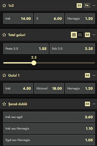 Cote pariuri Irak vs Norvegia la Don