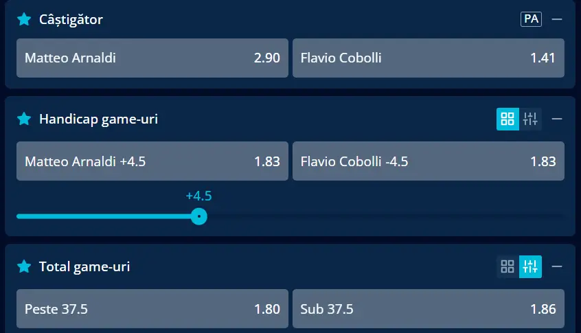 Cote pariuri la Mr Bit  Matteo Arnaldi vs Flavio Cobolli, plus de experiență pentru ”Cobra” la French Open 2026