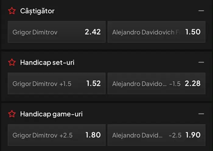 Cote pariuri la TopBet Grigor Dimitrov vs Davidovich Fokina, ibericul pornește cu prima șansă la Mallorca Open 2026