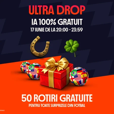 Ultra Drop la Betano 17 iunie 2026 – 50 Rotiri Gratuite fără depunere și fără rulaj pentru toată lumea