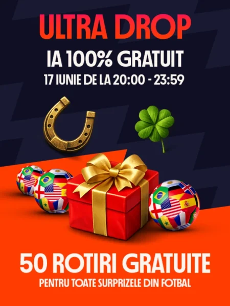 Ultra Drop la Betano 17 iunie 2026 – 50 Rotiri Gratuite fără depunere și fără rulaj pentru toată lumea