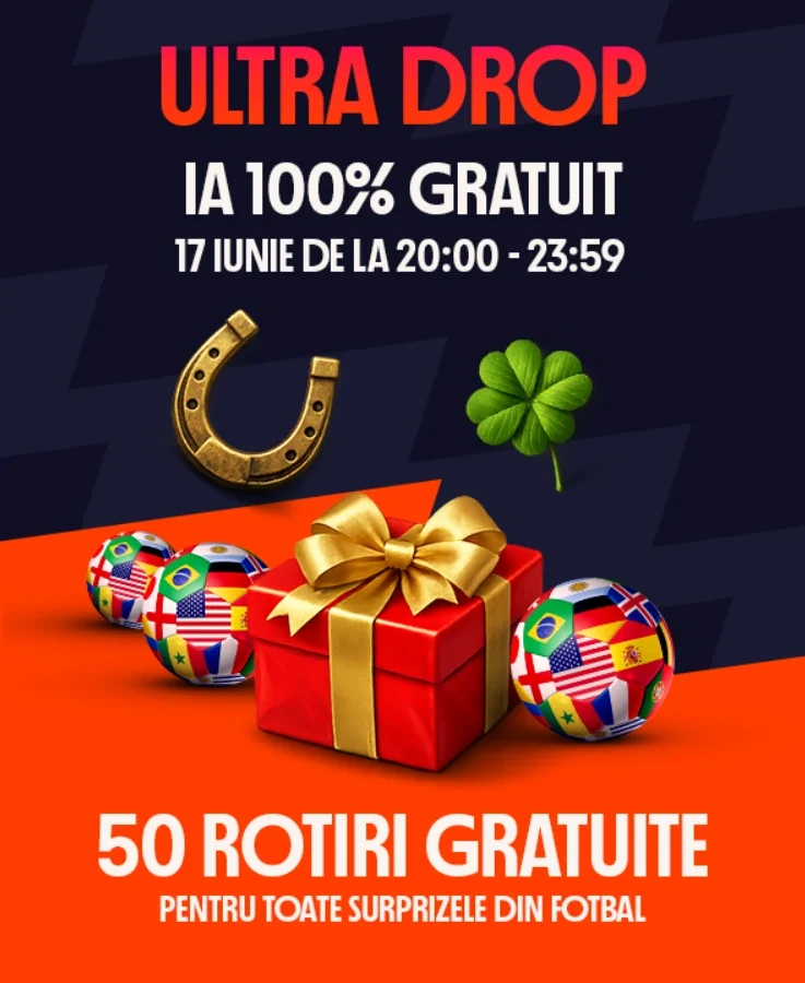 Ultra Drop la Betano 17 iunie 2026 – 50 Rotiri Gratuite fără depunere și fără rulaj pentru toată lumea