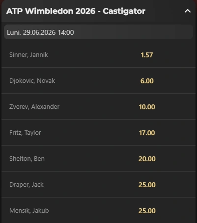 Winbet – cote pariuri Wimbledon 2026