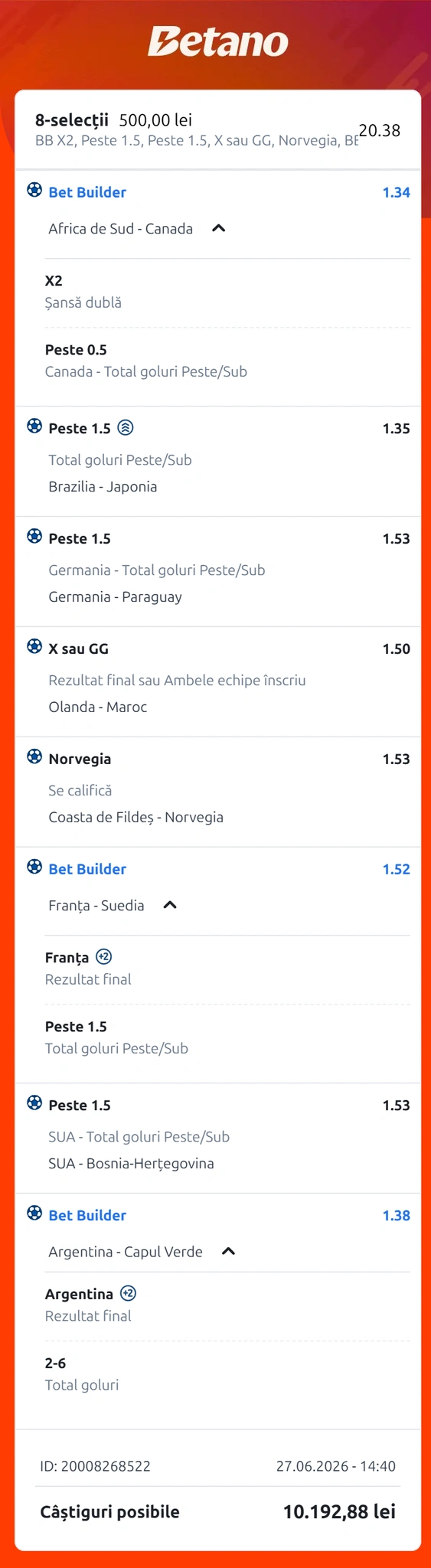 Bilet din șaisprezecimile Campionatului Mondial 28 iunie 2026