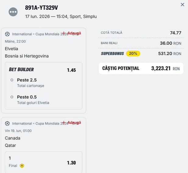 Biletul etapei cu numărul 2 de la Campionatul Mondial 18 iunie 2026