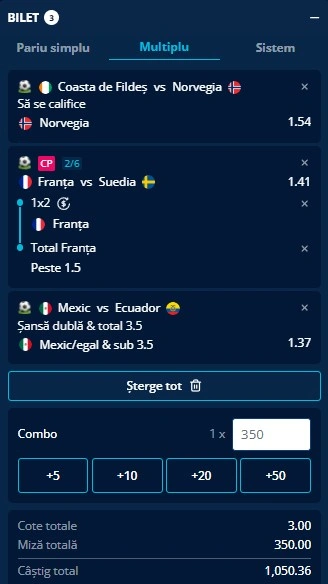 Biletul zilei azi la Cupa Mondială 30.06.2026