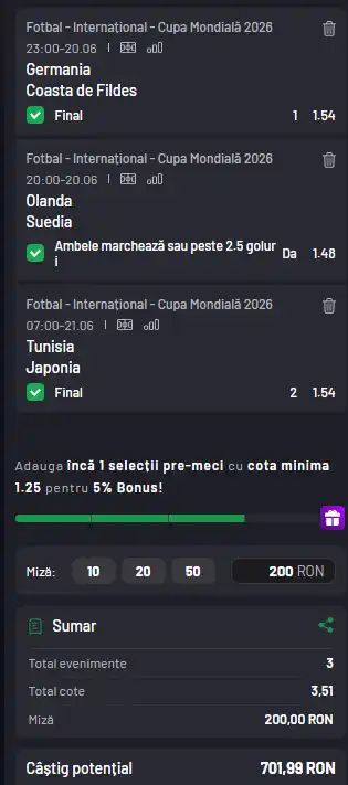Biletul Zilei la Maxbet 20 iunie 2026