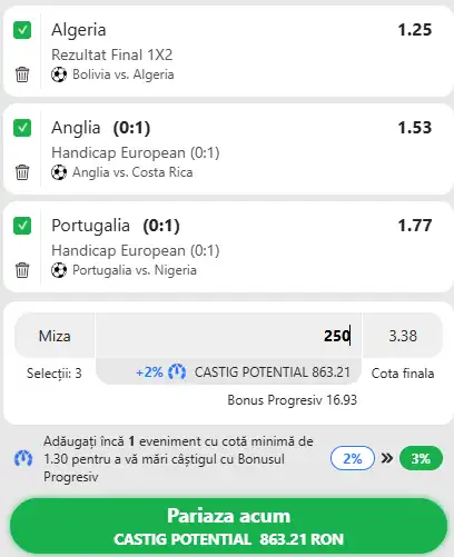 Biletul Zilei la Winbet generat de AI