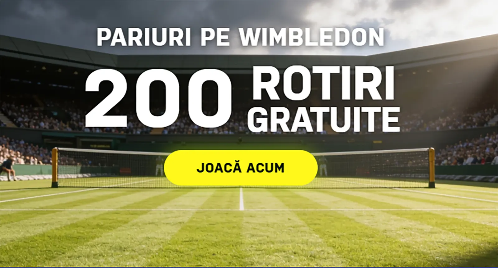 Pariază pe Wimbledon și câștigă 200 Rotiri Gratuite la Winner