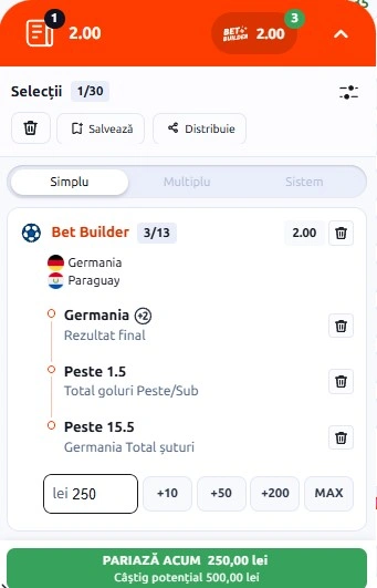 Pariuri speciale Germania - Paraguay