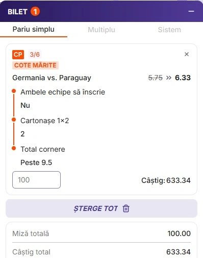 Pariuri speciale Germania - Paraguay