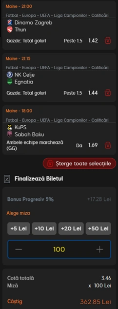 BIletul Zilei din Preliminariile Champions League 28 iulie 2026
