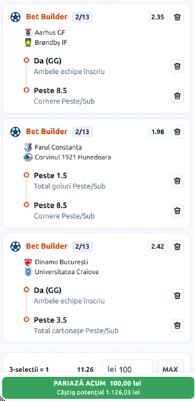 Biletul Zilei Bet Builder din 25 iulie 2026