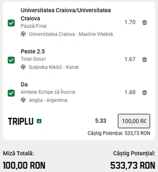 Biletul Zilei Unibet din 15 iulie 2026