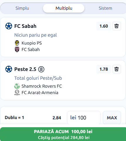 Biletul zilei Champions League 28 iulie 2026