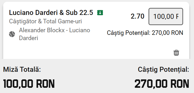 Biletul zilei din Tenis 25 iulie 2026 de la Estoril Open la Unibet