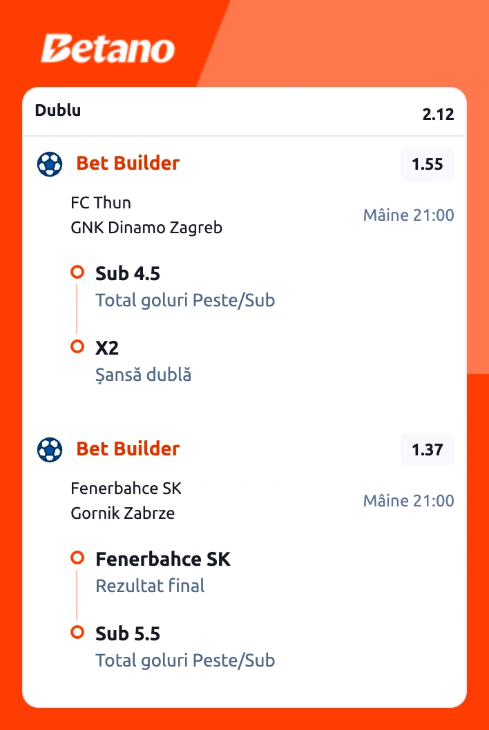 Biletul zilei la Betano din fotbal, 21 iulie 2026. Mizăm pe calificări - Champions League