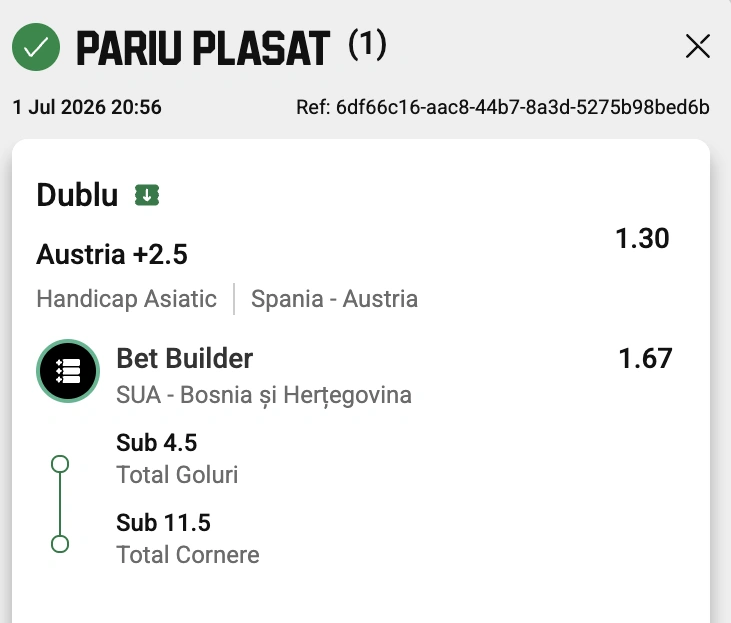 Biletul zilei la Unibet, 02 iulie 2026. Austria se duelează cu campioana Europei