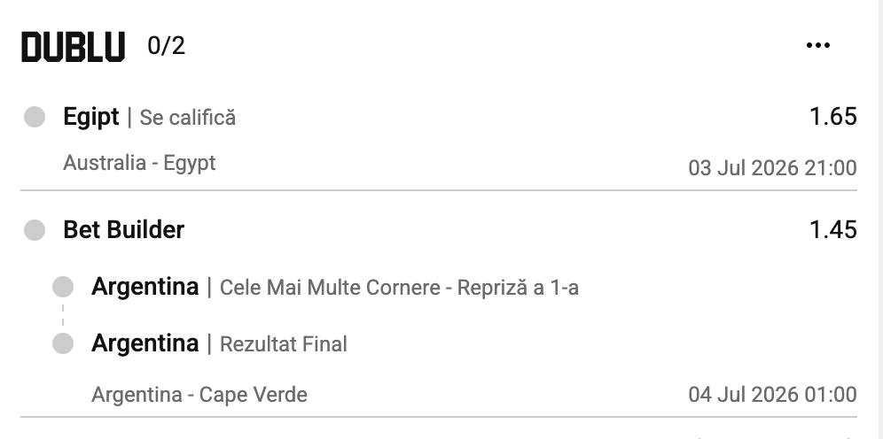 Biletul zilei la Unibet, 3-4 iulie 2026. Argentina, duel facil în șaisprezecimile Cupei Mondiale