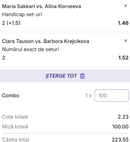 Biletul zilei tenis 18 iulie 2026