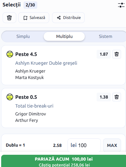 Biletul zilei tenis 6 iulie 2026