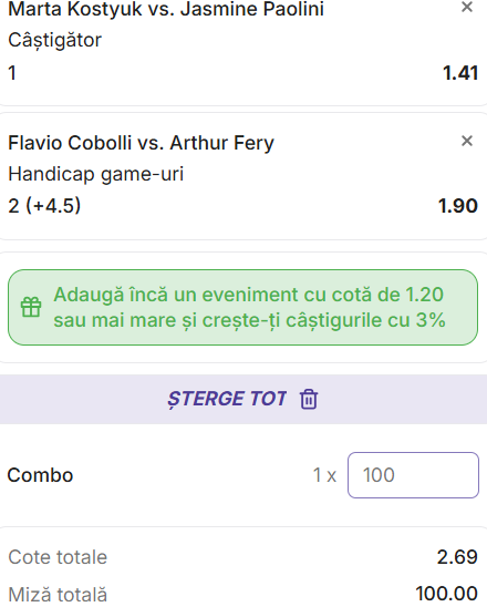 Biletul zilei tenis 8 iulie 2026