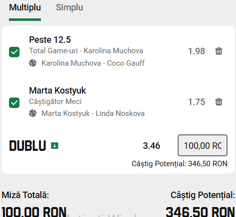 Biletul zilei tenis 9 iulie 2026