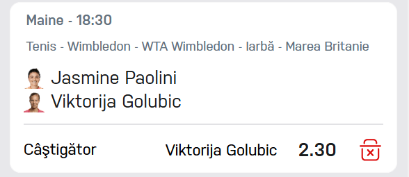Cota 2 Wimbledon din 02 iule 2026 la Winner