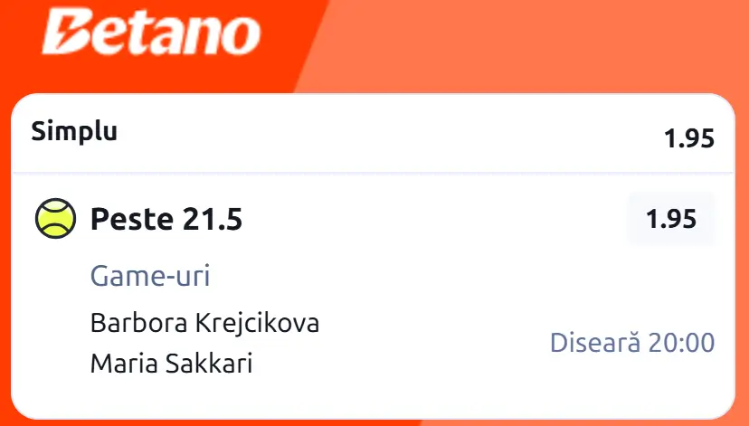 Cota 2 din Tenis 19 iulie 2026 de la Atena Open la Betano