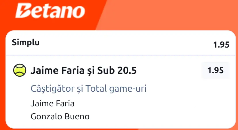 Cota 2 din Tenis 23 iulie 2026 de la Estoril Open la Betano