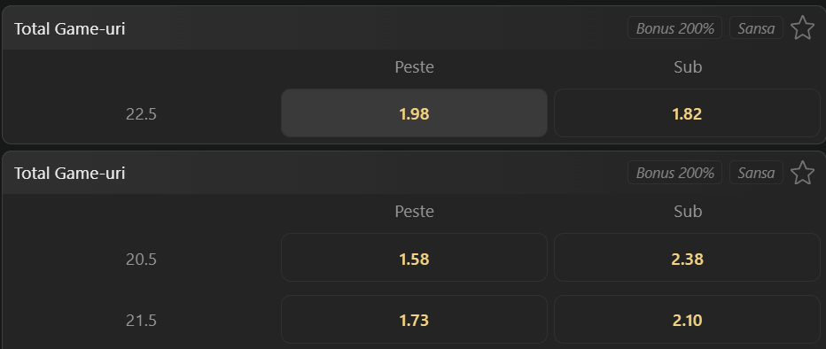 Cota 2 din Tenis 24.07.2026 de la ATP Estoril Open la WinBet