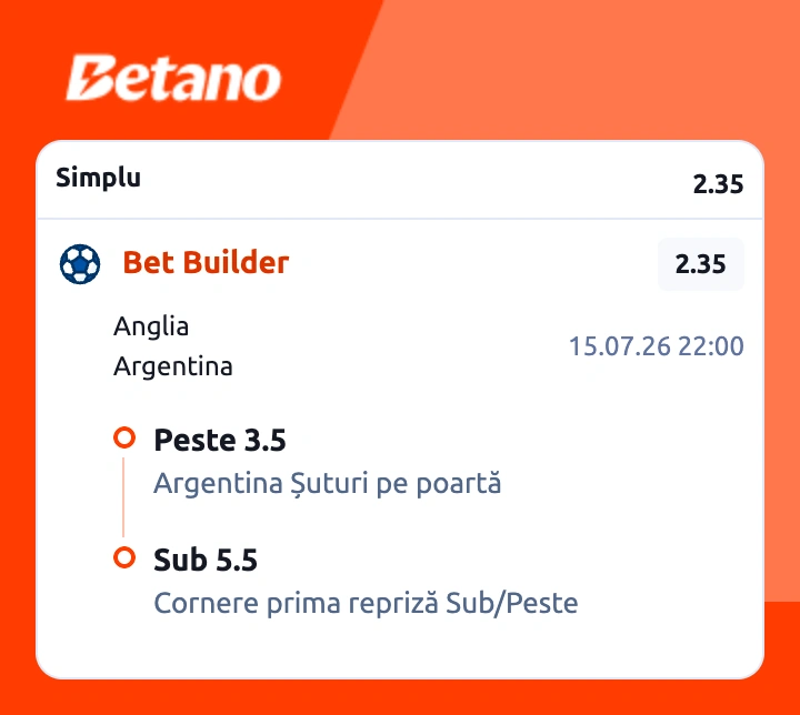 Cota 2 din fotbal la Betano pe a doua semifinală de la Cupa mondială, 15 iulie 2026