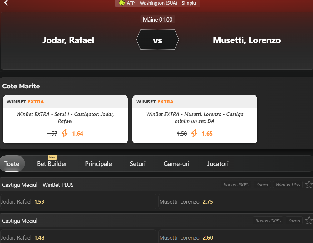 Cote pariuri Rafael Jodar vs Lorenzo Musetti
