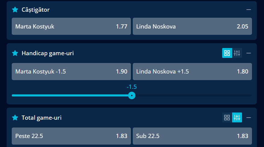 Cote pariuri la Mr Bit  Marta Kostyuk vs Linda Noskova, ucraineanca are avantaj moral în fața cehoaicei în semifinalele Wimbledon 2026