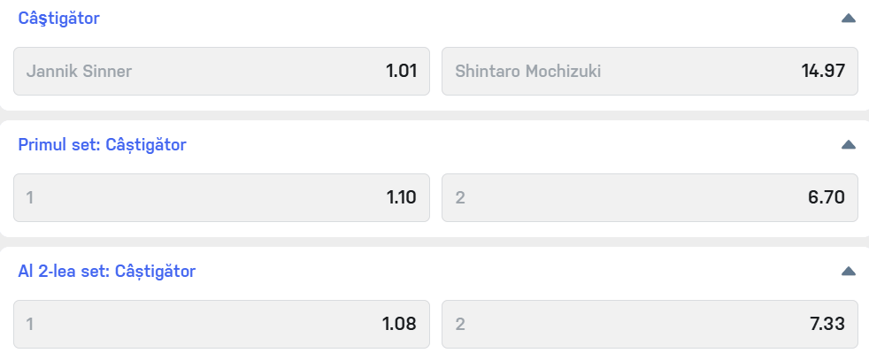 Cote pariuri la Winner Jannik Sinner vs Shintaro Mochizuki, diferență mare de valoare și experiență la acest nivel în ”optimile” Wimbledon 2026