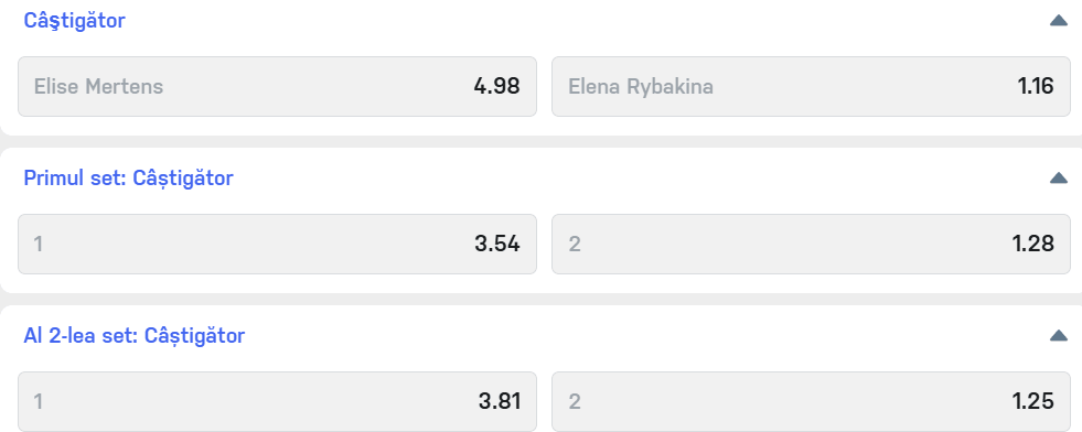 Cote pariuri la Winner kazaha nu-și permite pași greșiți la Wimbledon 2026 în Elise Mertens vs Elena Rybakina