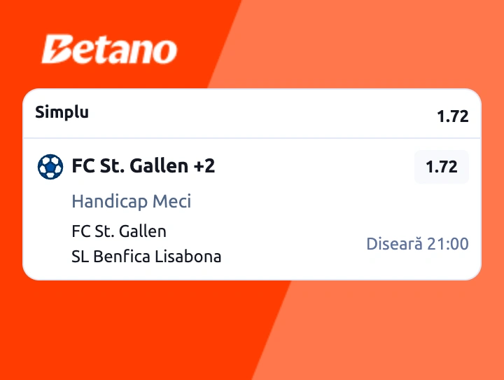 Pontul zilei din fotbal la Betano. Probleme pentru Benfica în Elveția, 23.07.2026