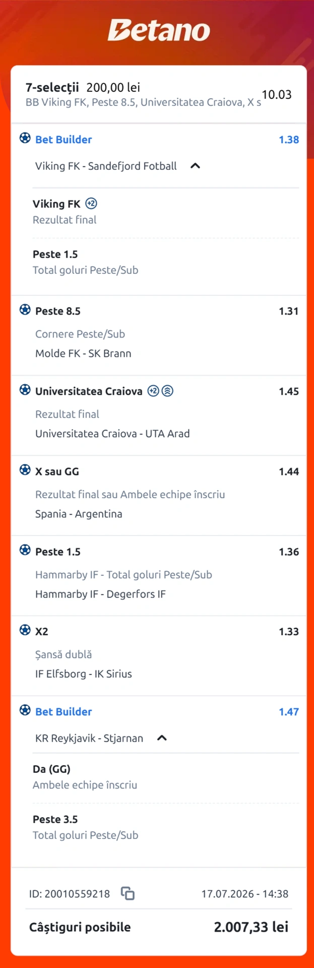 Bilet de weekend din fotbal 18.07.2026
