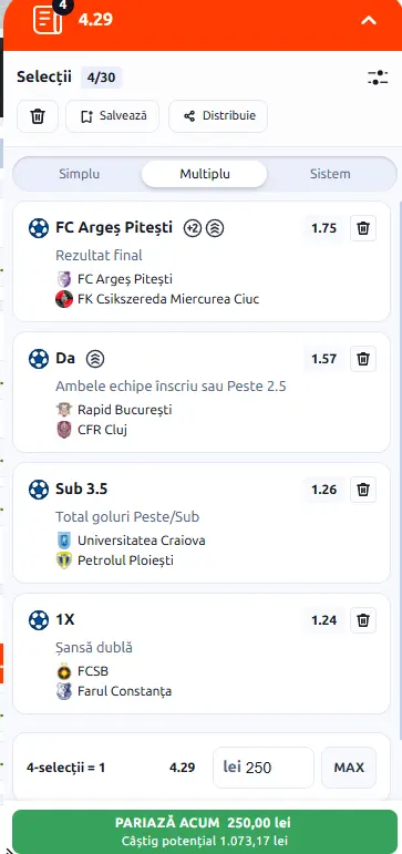 Biletul Etapei a 3-a din Liga 1
