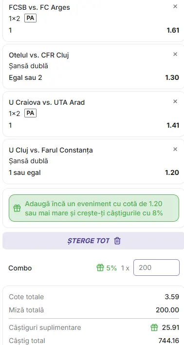 Biletul primei etape Superliga