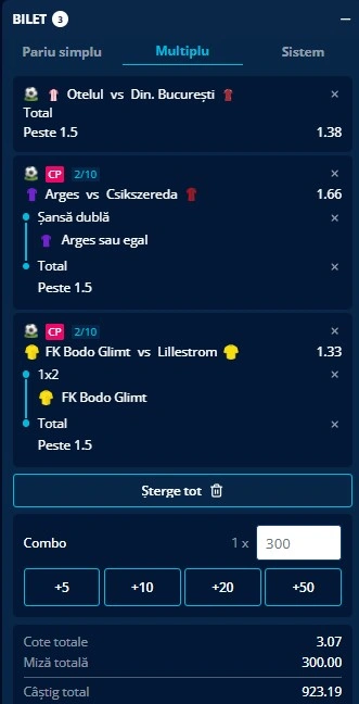 Biletul zilei azi din fotbal 31.07.2026