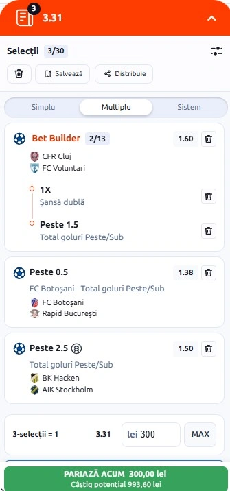 Biletul zilei din fotbal la Betano 27 iulie 2026