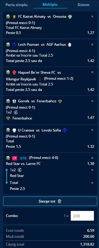 Biletul zilei din Preliminariile Champions League 29.07.2026
