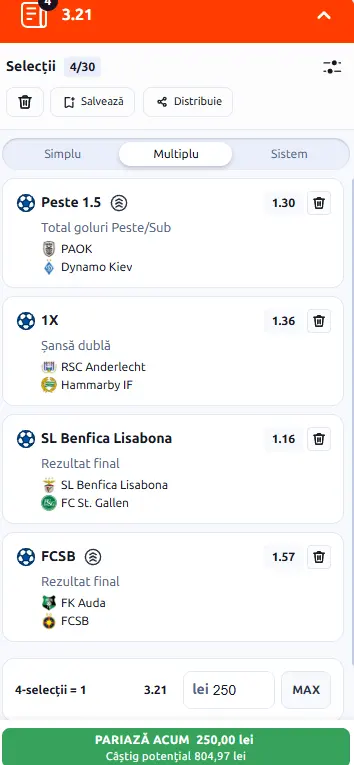 Biletul Zilei format cu AI la Betano 30.07.2026