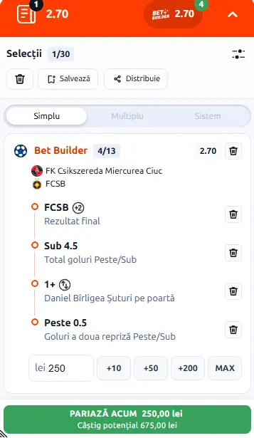 Biletul Zilei în Csikszereda vs FCSB