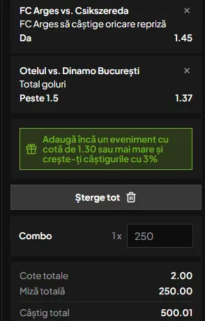 Cota 2 din Liga 1 astăzi 31.07.2026