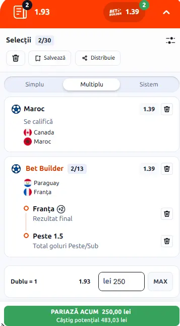 Cota 2 la Cupa Mondială 04.07.2026
