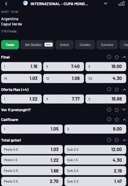 Cote pariuri Argentina - Capul Verde oferite de Maxbet