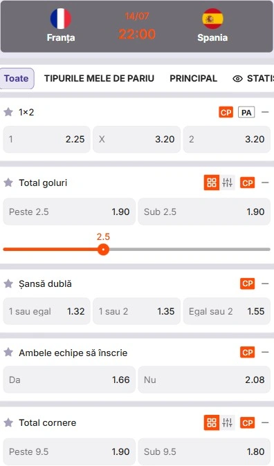 Cote pariuri Franța vs Spania de la Zinx