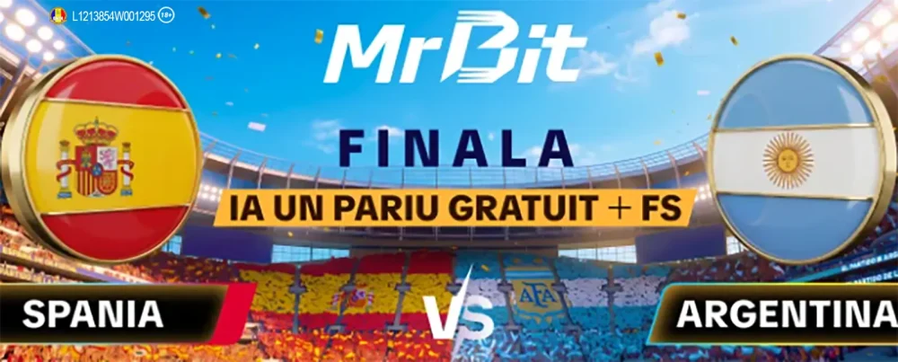 Finala Cupei Mondiale 2026 îți poate aduce la Mr Bit 25 RON Freebet și 20 Rotiri Gratuite